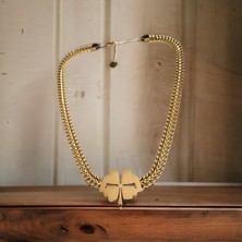 Hg.Aksesuar Kadın Yonca Detaylı Çelik Kolye