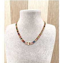 Hg.Aksesuar Kadın Zirkon Taşlı Su Yolu Harf Kolye