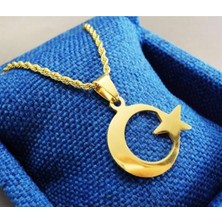 Hg.Aksesuar Erkek Ayyıldız Çelik Burgu Zincirli Kolye