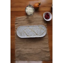 Freya 32X13 cm Melamin Kayık Tepsi Gold Damarlı