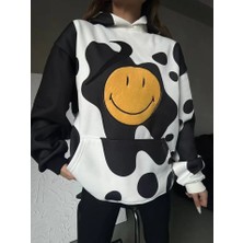 YS Innovation Smiley Face Kapüşonlu Sweatshirt - Siyah