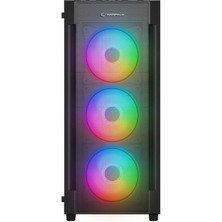 Rampage Vıgılant Mesh 650W 80+ Bronze Siyah Temperli Camlı 4X120MM Rgb Fan Atx Mıdı Tower Gaming Oyu