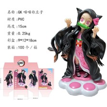 FBHTX Anime Demon Slayer Kimetsu No Yaiba Kamado Nezuko Cat Cute Car Decoration Action Figure Models Toys (Yurt Dışından)