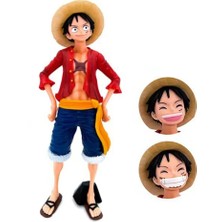 FBHTX Hot 28CM One Piece Anime Figure Confident Smiley Luffy Three Form Face Changing Doll Action Figurine Model Toys Kits (Yurt Dışından)