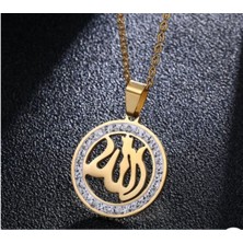 Hg.Aksesuar Kadın Allah Yazılı Zirkon Taşlı Kolye