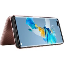 SZY Market Huawei Mate 40 Pro Için Kılıf Manyetik Karbon Fiber Kart Tutucu ile Folyo (Yurt Dışından)