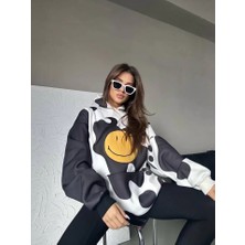 Passense Smiley Face Kapüşonlu Sweatshirt - Siyah