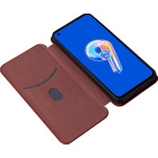 SZY Market Asus Zenfone 9 Için Kılıf Deri Folio Flip Case Manyetik Karbon Fiber (Yurt Dışından)