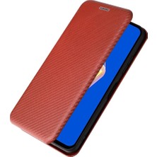 SZY Market Asus Zenfone 9 Için Kılıf Deri Folio Flip Case Manyetik Karbon Fiber (Yurt Dışından)