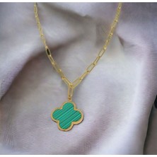 Hg.Aksesuar Kadın Yonca Detaylı Çelik Kolye