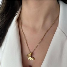 Hg.Aksesuar Kadın Kelebek Detaylı Çelik Kolye