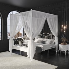 Argimo Pero Sultan Beyaz Çift Kişilik Ferforje Metal Karyola 150x200 cm Modern Tasarım