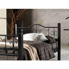 Argimo Yakamoz Tek Kişilik Ferforje Ahşap Metal Karyola 90x190 Siyah