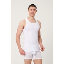 Fsm1453 Erkek Pamuklu Süprem Penye Slim Fit Halter Yaka Sporcu Likralı Atlet 2'li - 1003