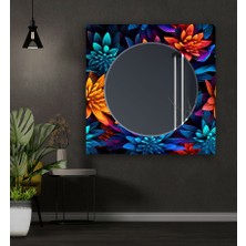 Myphotostation Çiçek Desenli Temperli Cam Duvar Aynası