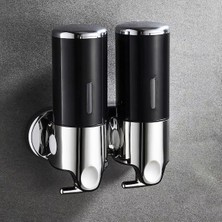 Aliallullua Siyah Çift Kafa-Şampuan ve Sıvı Sabunluk Tek/çift/üçlü 500ML Sıvı Dispenser Kabı Duvara Monte Banyo Şampuan Dispenseri (Yurt Dışından)