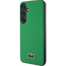 Lacoste Galaxy S24 Plus Kılıf Lacoste Lisanslı Pu Pike Desenli Arka Yüzey Ikonik Timsah Dokuma Logolu Yeşil