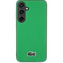 Lacoste Galaxy S24 Plus Kılıf Lacoste Lisanslı Pu Pike Desenli Arka Yüzey Ikonik Timsah Dokuma Logolu Yeşil