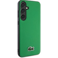 Lacoste Galaxy S24 Plus Kılıf Lacoste Lisanslı Pu Pike Desenli Arka Yüzey Ikonik Timsah Dokuma Logolu Yeşil