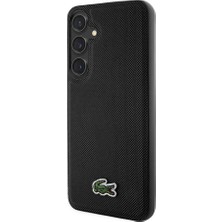 Lacoste Galaxy S24 Plus Kılıf Lacoste Lisanslı Pu Pike Desenli Arka Yüzey Ikonik Timsah Dokuma Logolu Siyah