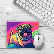 Moddy Store Neon Dil Çıkaran Köpek Tasarımlı Baskılı Kaydırmaz Taban 18X22 cm Mouse Pad