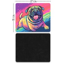 Moddy Store Neon Dil Çıkaran Köpek Tasarımlı Baskılı Kaydırmaz Taban 18X22 cm Mouse Pad