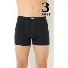 Siyah Erkek Boxer Düz 3'lü Paket Pamuklu Likralı