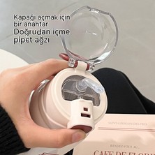 FastDeal Store Basit Termos Bardak Kız Pipet Bardak Ins Yüksek Yüz Değer Net Kırmızı Yeni Yetişkin Öğrenci Çocuk Su Bardağı (Yurt Dışından)