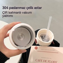 FastDeal Store Basit Termos Bardak Kız Pipet Bardak Ins Yüksek Yüz Değer Net Kırmızı Yeni Yetişkin Öğrenci Çocuk Su Bardağı (Yurt Dışından)