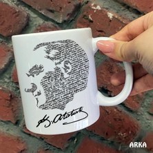 Hediyeci Abla Size Özel Mustafa Kemal Atatürk ve Imzalı Yazılı Resimli Seramik Baskılı Kupa Bardaklar