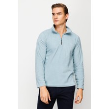 İGS Erkek Mavi  Yarım Fermuar Polar