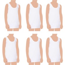 Belifanti Collection Erkek Çocuk Pamuklu Penye Atlet 6'lı Paket Beyaz