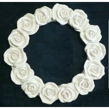 Morlalem Içi Açık Gül Çiçek Kabartmalı 21CM Yuvarlak Çerçeve Silikon Kalıp K-846