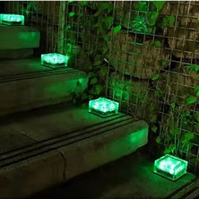 Gaman Kristal Tuğla Taş Görünümlü Solar Güneş Enerjili Buz Cam LED Bahçe Dekoratif Aydınlatma