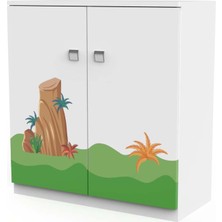 Woody Life Woodylife Ahşap Dinazor Temalı Dolap 4 Raflı