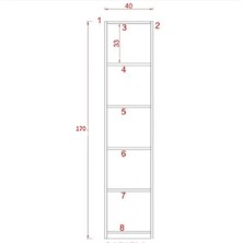 Aslan Mobilya Dolap Kitaplık Tek Kapaklı 5 Raflı 30