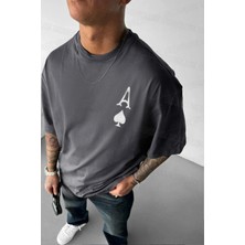 Teenage Millionaire Erkek Maça As Baskılı Füme Oversize T-Shirt
