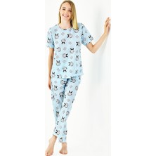 Yeni İnci Panda Baskı Kadın Pijama Takımı