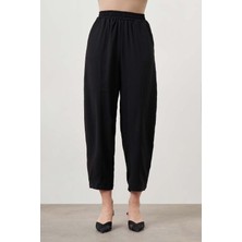 Mizalle Beli Lastikli Şalvar Siyah Pantolon
