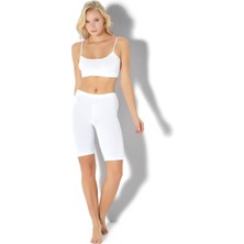 Jiber Kadın Beyaz Viskoz Diz Üstü Tayt 524