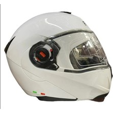 Motoanl Motosiklet Kaskı Sertifikalı Ece Belgeli Çene Açılır Motosiklet Kaskı Güneş Vizörlü Whıte