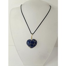 HD Marketim Kolye Kalp Doğal Taş El Işi Tel Sarma Tasarım Çakra Charm Takı Kadın Kız Örgü