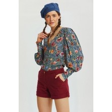 Clandestino Bohem Tarz Kışlık Pamuklu Şort Bordo