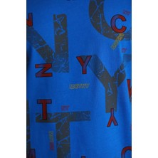 Tarz Yeri Unisex Baskılı Oversize T-Shirt - Mavi