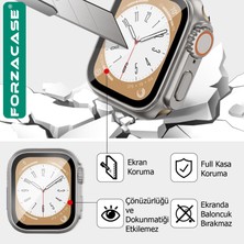 Forzacase Apple Watch 9 45MM ile Uyumlu Full Ekran Kasa Koruyucu ve Watch Ultra Çevirici Kılıf FC399