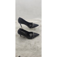 Çiğdem Kundura Çiğdem Siyah Önü Taşlı Stiletto (My Stls1) - Siyah - 38 - ST02588-13108