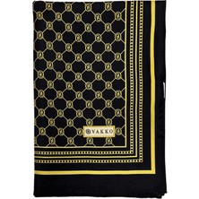 Vakko Twill Ipek Şal - Özel Seri - Siyah Sarı