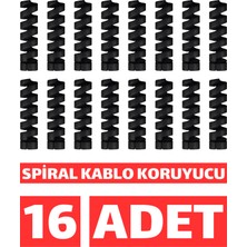 Ewec 16 Adet - Siyah Spiral Kablo Koruyucu Seti, Kulaklık Kablosu ve Şarj Kablosu Koruyucu