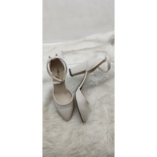 Çiğdem Kundura Çiğdem Ten Deri Bilekten Bağlı Sivri Burun Topuklu Ayakkabı (Cmy AT7A) - Ten - 38 - ST02647-13444