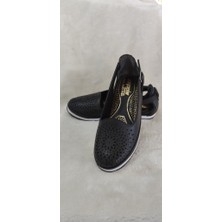 Çiğdem Kundura Çiğdem Siyah Üstü Lazer Kesim Babet Günlük Ayakkabı  - Siyah - 37 - ST01697-SİYAH-37